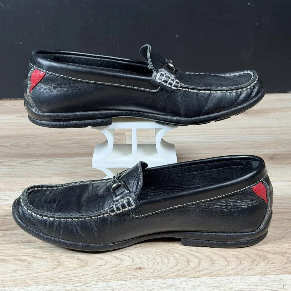 FootJoy Loafers Mens Size 7.5 Black Red Leather Slip On Casual Shoes Golf 79015